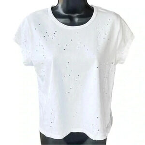 Zadig & Voltaire Distressed White Tee for Women - Size Large | R004